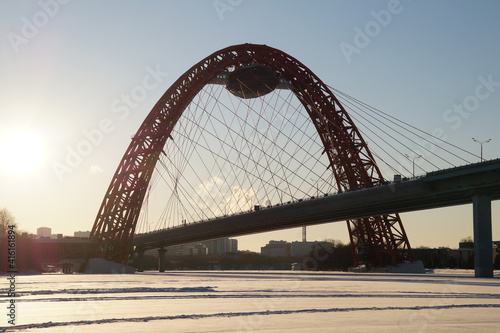 red picturesque bridge in moscow  © irbismarengo