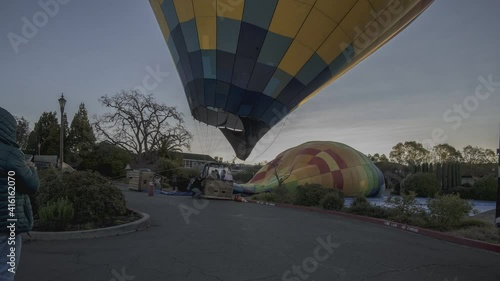 Preparing hot air balloons for rides over the Napa Valley wine country