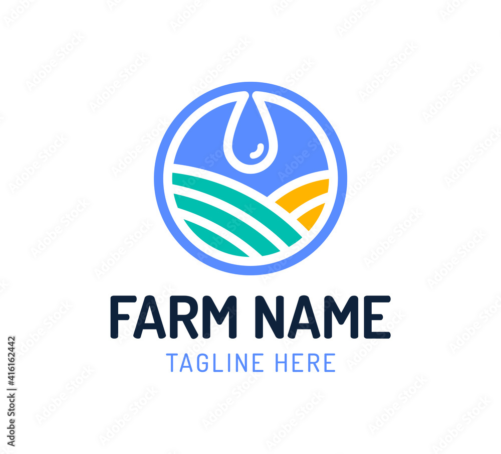 The water drop logo design is combined with the shape of the garden. There are several color concepts. vector The water drop logo design is combined with the shape of the garden. There are several color concepts. vector