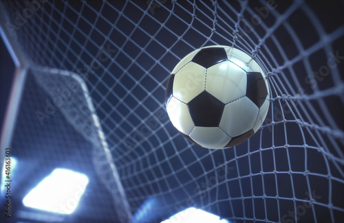 Soccer ball, scoring the goal and moving the net. © ktsdesign