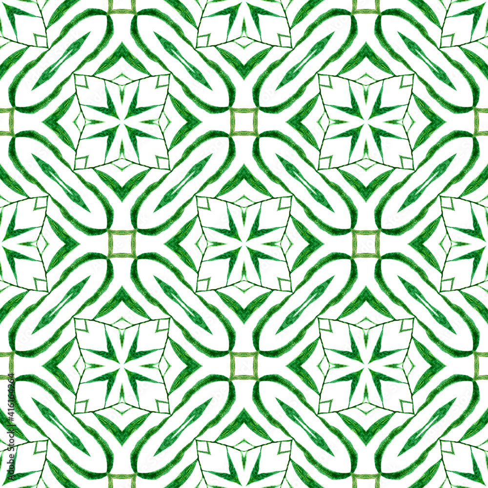 Hand drawn tropical seamless border. Green