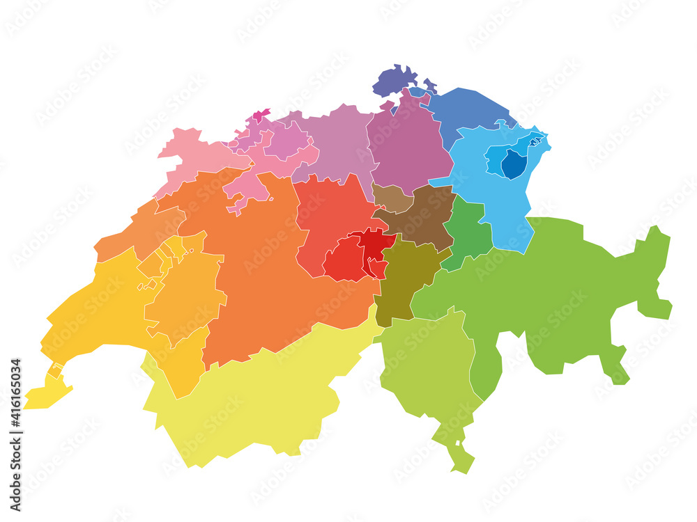 Switzerland - map of cantons