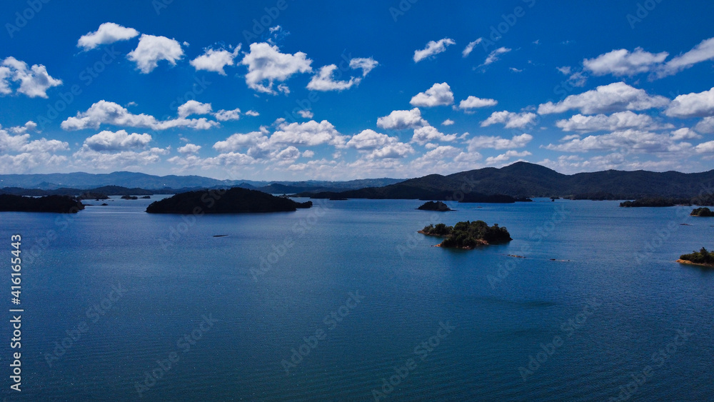 Panoramica del Embalse Peñol-Guatapé Oriente Antioqueño, Colombian landscape in summer and blue skies Panoramica del Embalse Peñol-Guatapé Oriente Antioqueño, Colombian landscape in summer and blue skies
