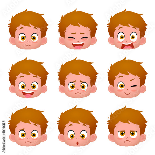 Boy with many facial expressions illustration