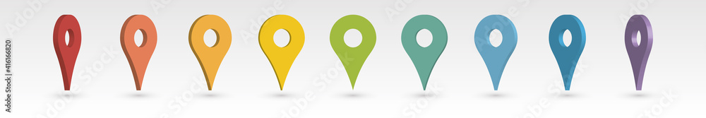 Set of 3D colorful map pointers Set of 3D colorful map pointers