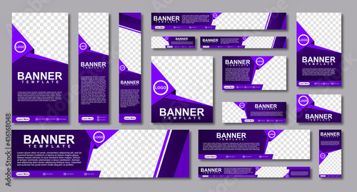 set of creative web banners of standard size with a place for photos. Modern template design. vector illustration