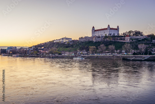 Bratislava capital city over River Danube  Slovakia