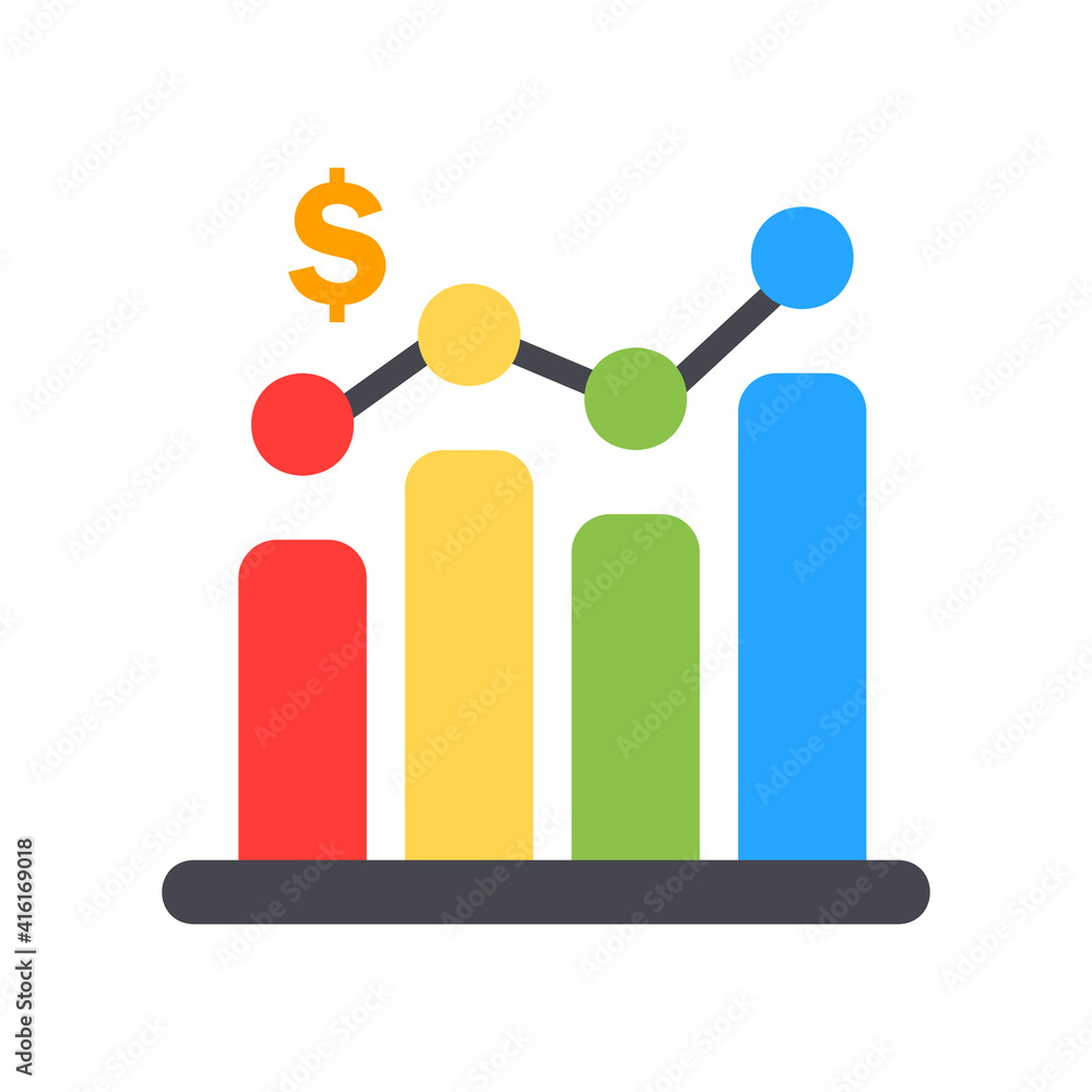 Statistics icon vector illustration in flat style about marketing and growth for any projects Statistics icon vector illustration in flat style about marketing and growth for any projects