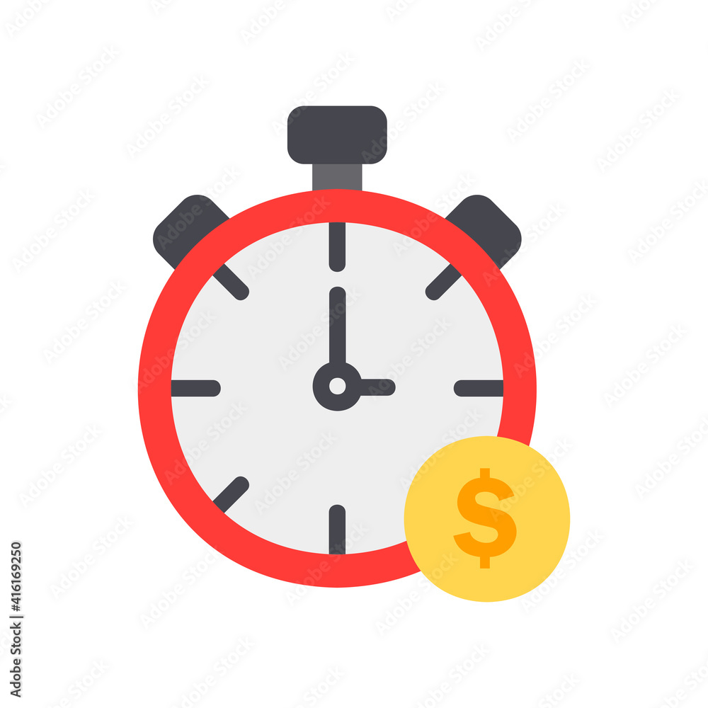 Time is money icon vector illustration in flat style about marketing and growth for any projects Time is money icon vector illustration in flat style about marketing and growth for any projects