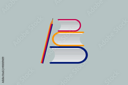 logo d'apprentissage avec stylo et livres