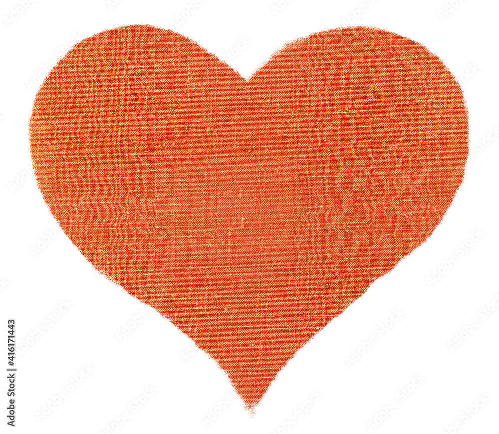 Heart with orange canvas texture Heart with orange canvas texture