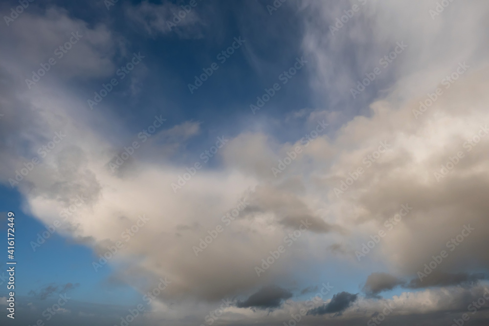 Blue cloudy sky. Nature background.