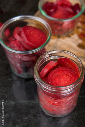 Wallpaper Mural Jars of hot sliced beets in jars prior to canning. This is called 'hot packing' Torontodigital.ca