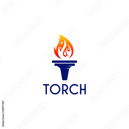 Torch logo with two human symbols 