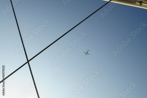 Commercial airplane flying in high altitude