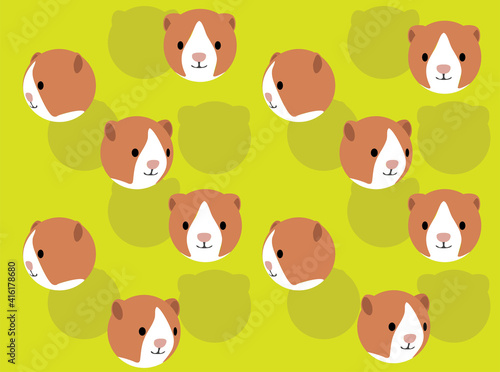 Fototapeta Naklejka Na Ścianę i Meble -  Animal Head Animation Hamster Cartoon Illustration Seamless Background