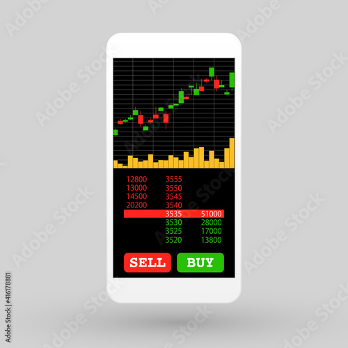 Mobile trading apps displayed on smartphone screen