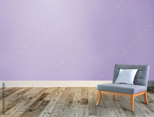 interior design with modern gray chairs and bright empty space. 3D illustration