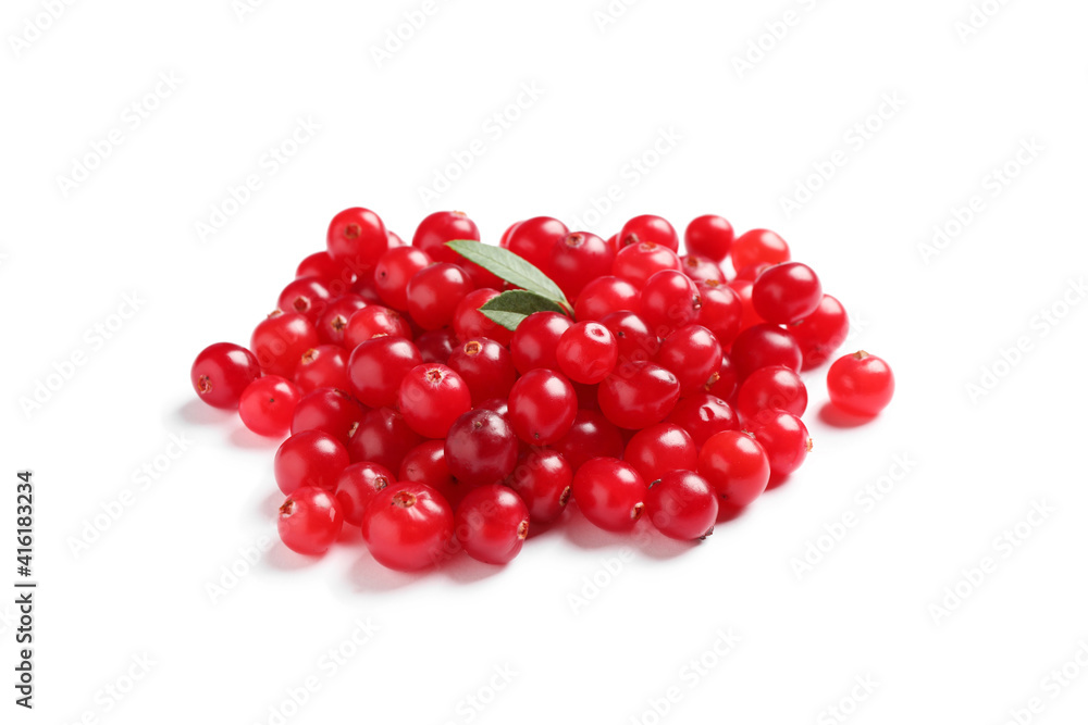 Pile of fresh ripe cranberries on white background Pile of fresh ripe cranberries on white background