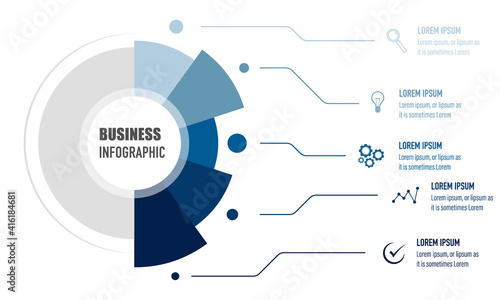 Infographics design vector and business icons with 5 options for presentation and web site	
