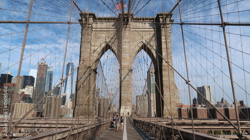 Nice Walk on Brooklyn Bridge in New York city
