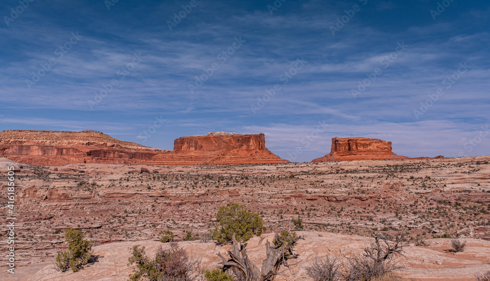 Red rock bluffs around Moab Utah on a October day