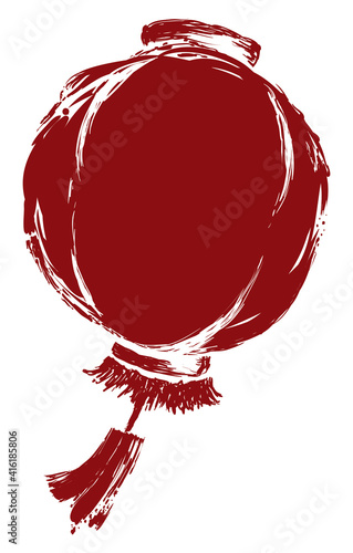 Chinese lantern in brushstroke style and red paint isolated, Vector Illustration