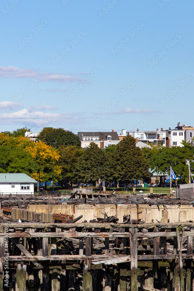 view of houses and an old dock from the water