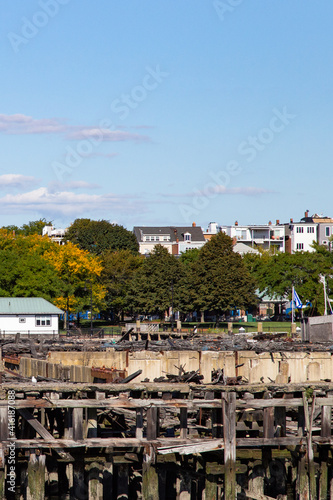 view of houses and an old dock from the water