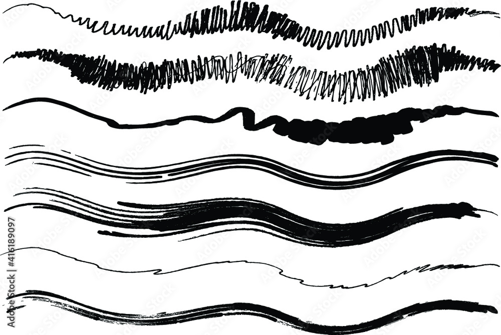 Calligraphic decorative elements with lines Calligraphic decorative elements with lines