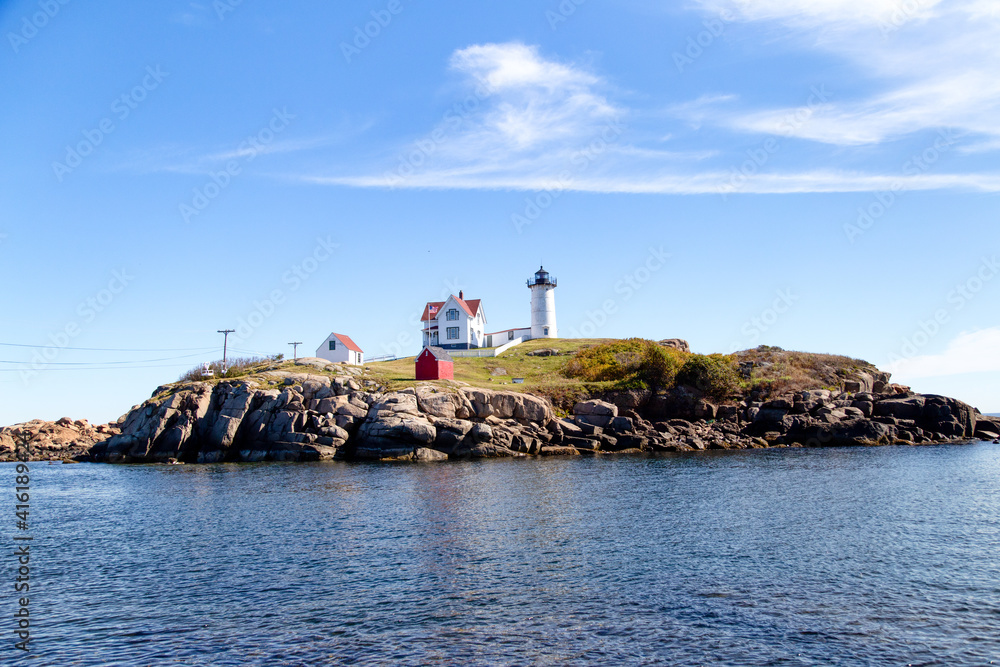Nautical lighthouse on the coast of Maine 