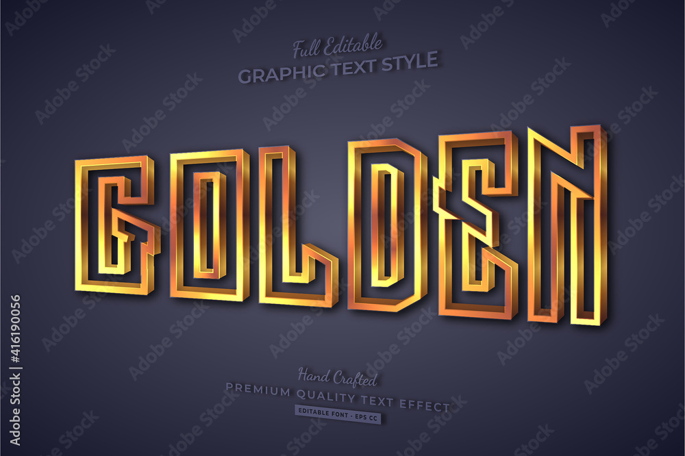 Golden 3D Editable Text Effect Font Style Golden 3D Editable Text Effect Font Style