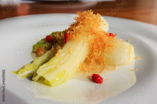 Close up shot of delicious steamed Sweet cabbage photo