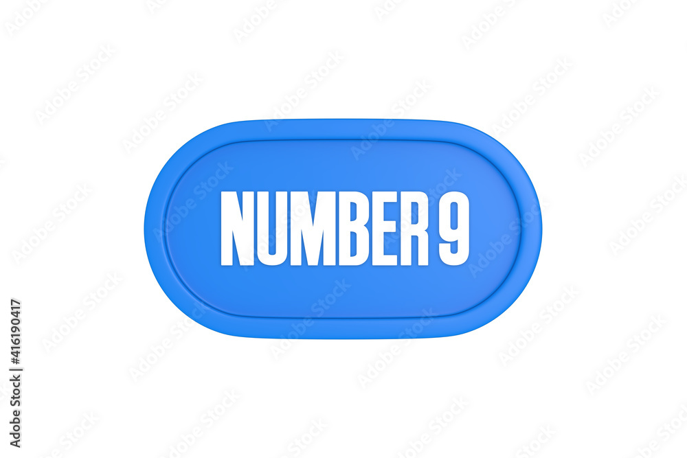 9 Number sign in light blue color isolated on white background, 3d render. 9 Number sign in light blue color isolated on white background, 3d render.