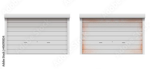 Roller shutter door vector illustration set ( normal and rusty version )