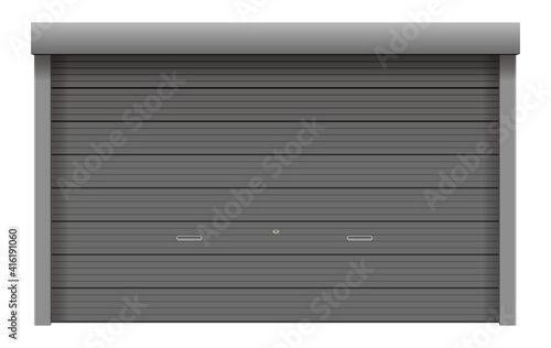 Roller shutter door vector illustration (gray, silver, black)