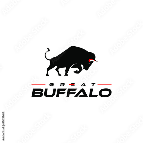 Bison Silhouette Logo Wild Buffalo Animal Vector Graphic Design Element Ideas