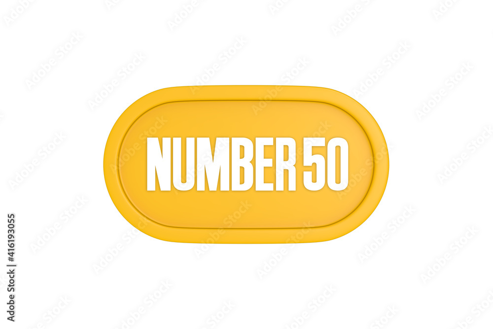 50 Number sign in yellow color isolated on white background, 3d render. 50 Number sign in yellow color isolated on white background, 3d render.