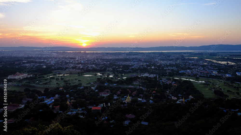 Mandalay Hill at Sunset. Mandalay, Myanmar (Burma).