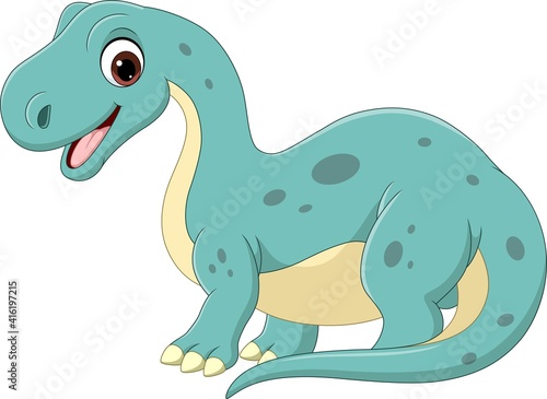 Cartoon funny baby brontosaurus dinosaur