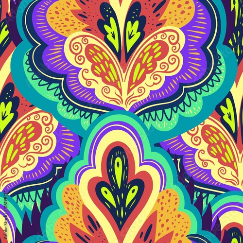 Colorful lace ornamental psychedelic pattern.