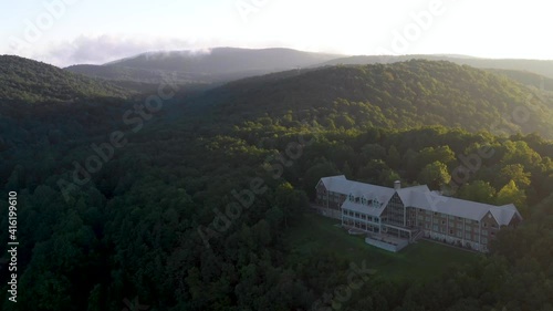 Wallpaper Mural Beautiful Lodge Building in Amicalola State Park Forests in Georgia, Aerial at Sunset Torontodigital.ca