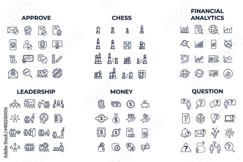 96 icon. approve. chess. financial analytics. leadership. money. question pack symbol template for graphic and web design collection logo vector illustration