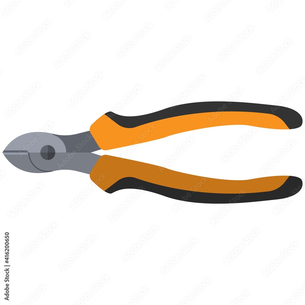 Cutter pliers vector flat icon isolated on white Cutter pliers vector flat icon isolated on white