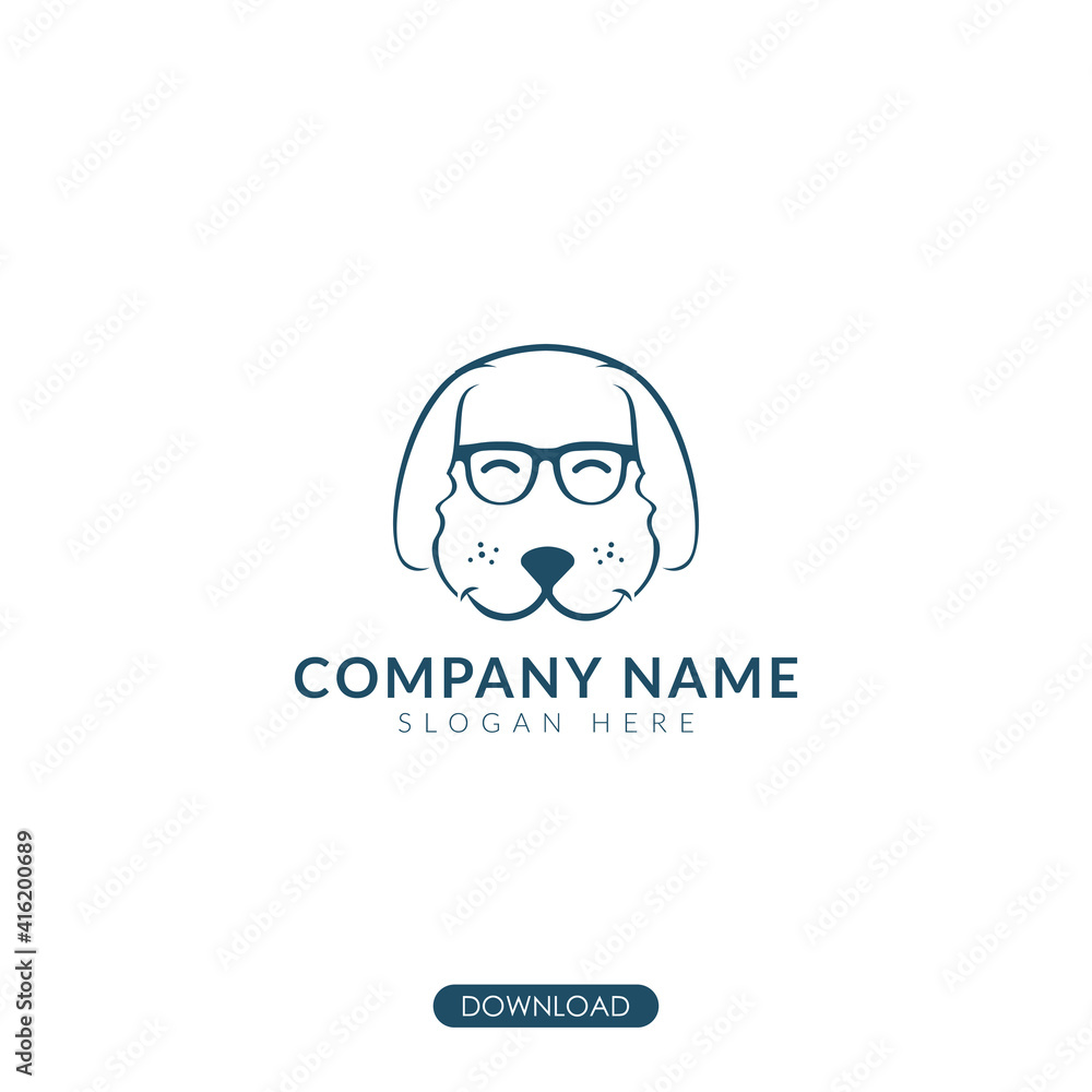 dog with glasses logo. pet animal illustration dog with glasses logo. pet animal illustration