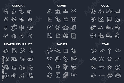 96 icon. corona. court. star. gold. health insurance. sachet pack symbol template for graphic and web design collection logo vector illustration