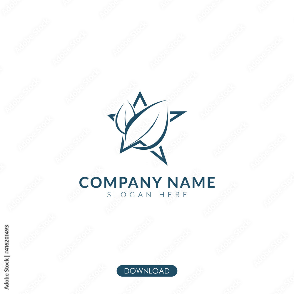 leaves with star logo. vector illustration leaves with star logo. vector illustration
