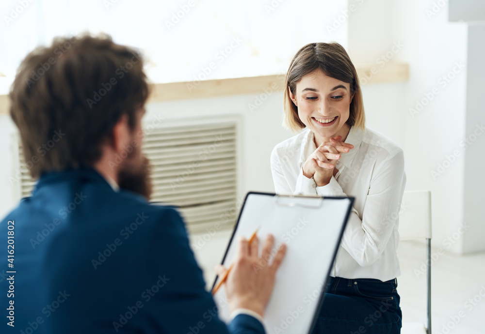 Woman at the reception at the psychologist health problems consultation depression Woman at the reception at the psychologist health problems consultation depression