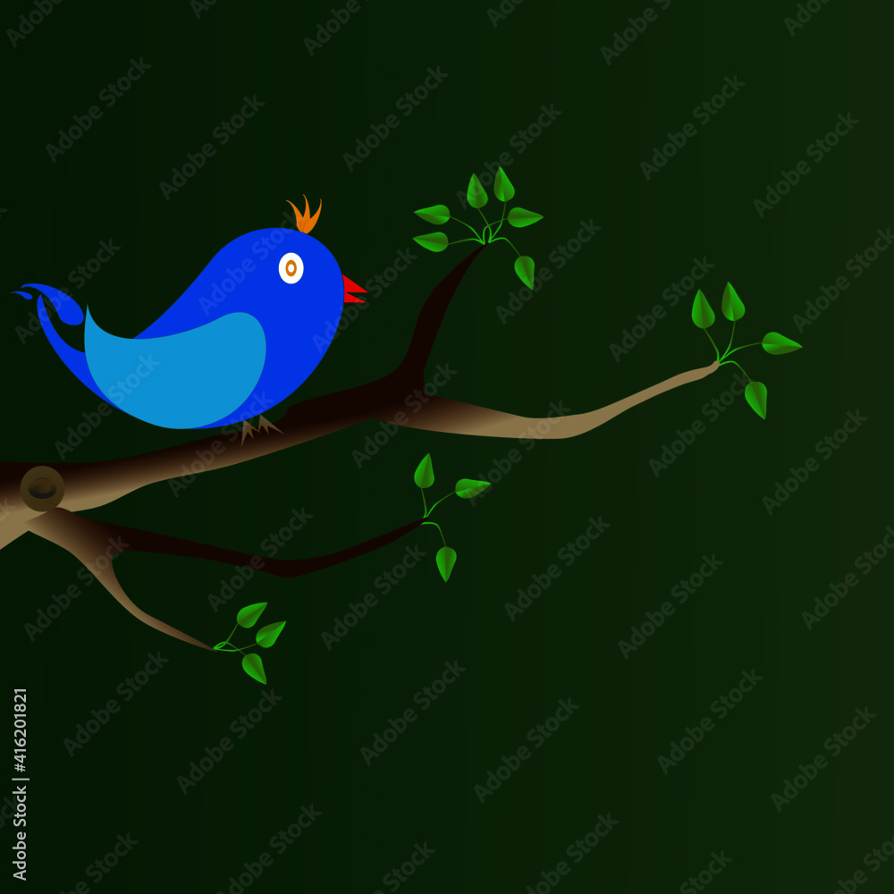 A blue bird perched on a tree branch.