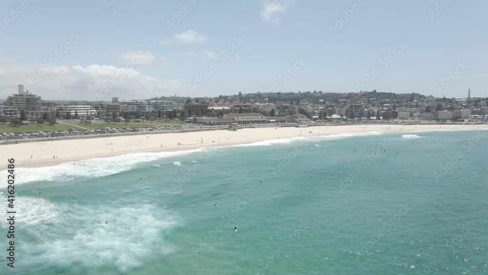 Panorama Of Bondi Beach At Daytime During Pandemic - Popular Beach In NSW, Australia. - aerial Panorama Of Bondi Beach At Daytime During Pandemic - Popular Beach In NSW, Australia. - aerial